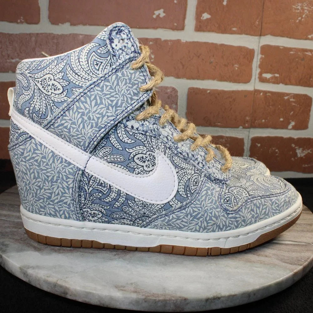 Nike Dunk Sky Hi Shoes Womens Size 7.5 Hidden Wedge Sneakers Liberty Of London.